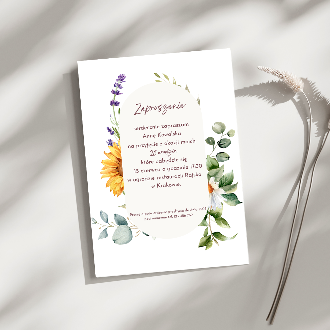 Polne kwiaty personalizowane zaproszenie